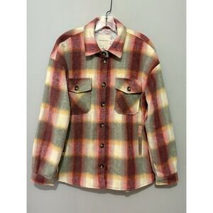 Thread & Supply Women's M Plaid Shacket Jacket Overshirt Super Soft Cozy Comfort
